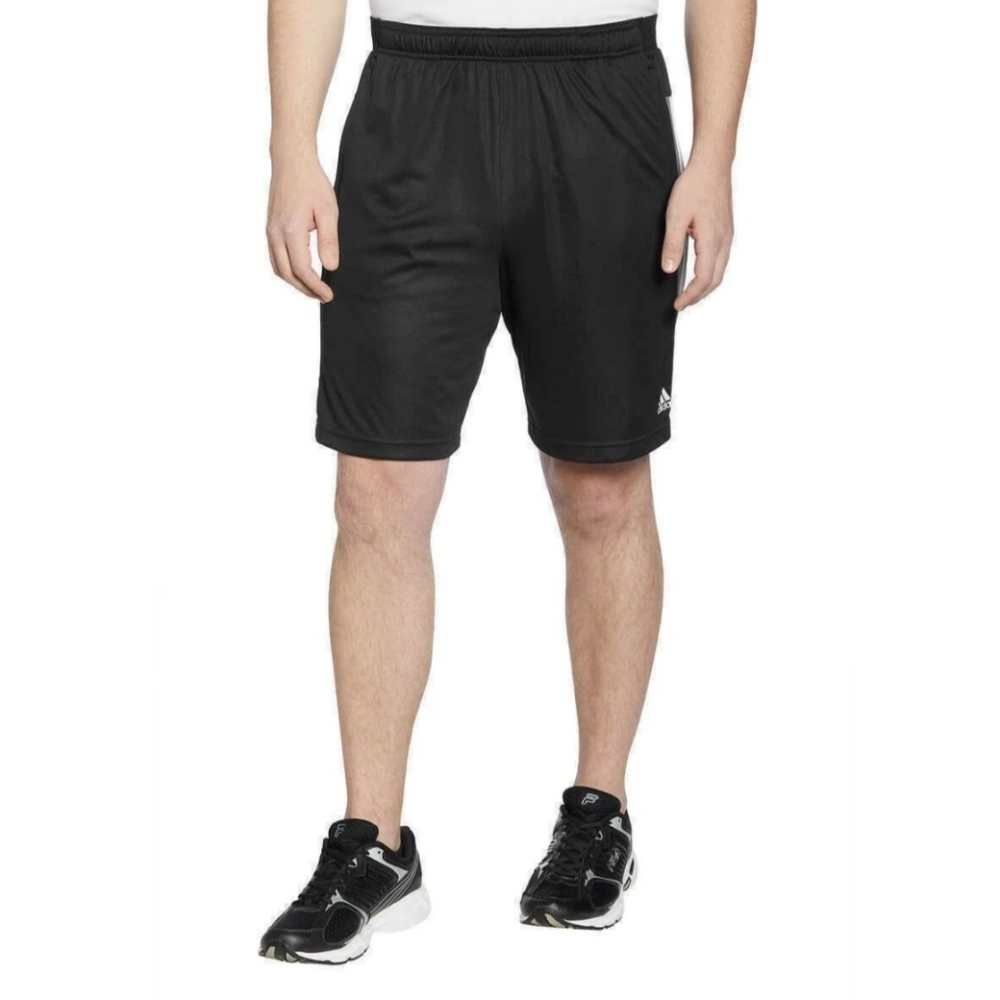 Adidas Men’s Active 3 Stripe Drawstring Shorts Zipper BLK/GREY/WHT Medium NWT